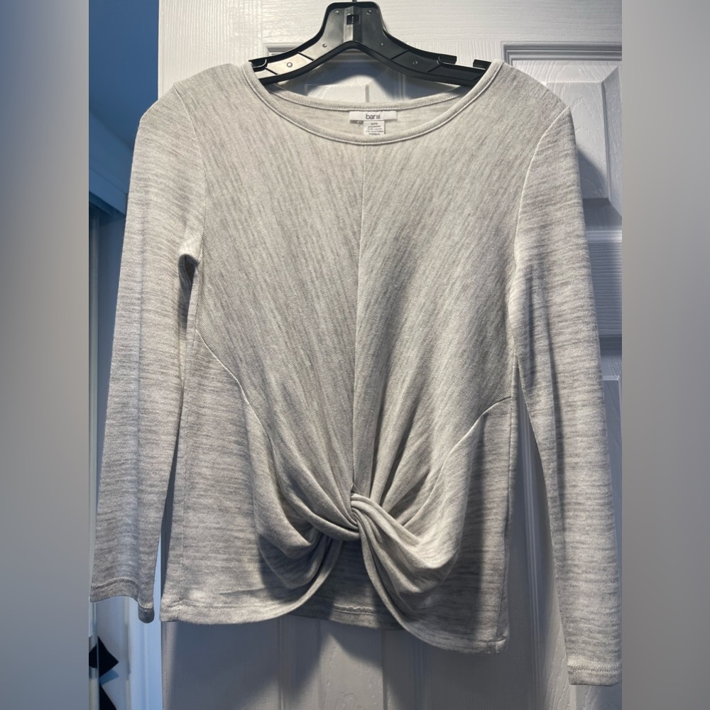 Bar ||| grey long sleeve top with tie knot detailing